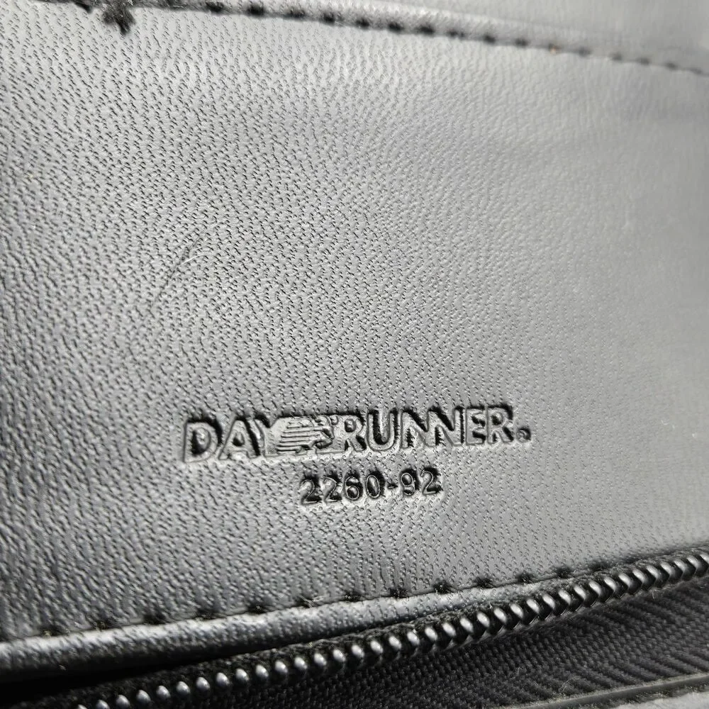 Vtg Day Runner Full Zip Planner Black Leather Organizer 6 Ring 8 X 10